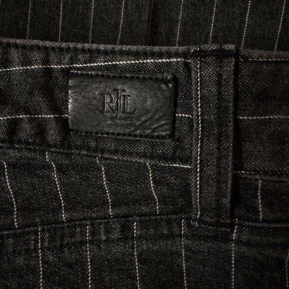 Lauren Ralph Lauren Pin Stripe Wide Leg Jeans Denim Pants Gray White 10 bv - Picture 6 of 7